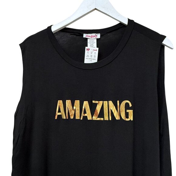 MadRag Sleeveless Top Amazing Graphic Tee Size 2XL Black Gold NWT - Picture 2 of 7